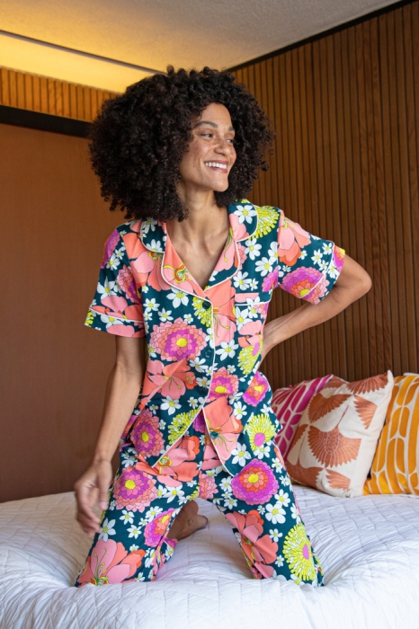 Trina Turk Fun Floral Jersey Short Sleeve Classic Cropped PJ Set Review